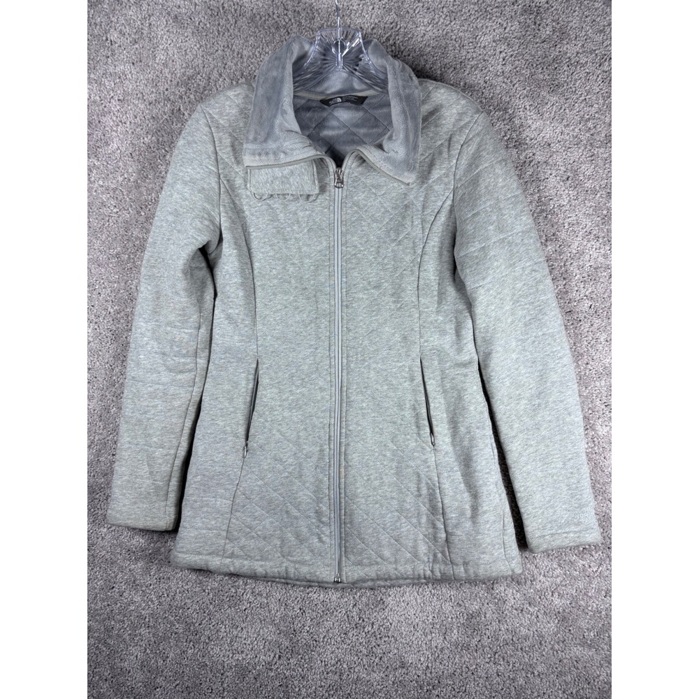 The‎ North Face Womens Quilted Full Zip Jacket Gray Small S Fleece Lined